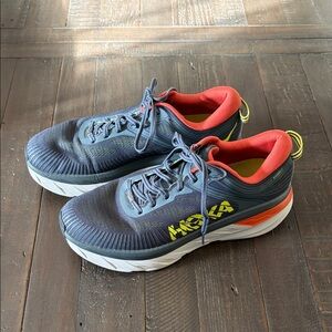 Hoka Men's Gray and Red Athletic Shoes